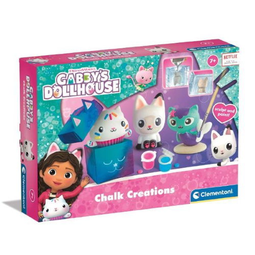 CLEMENTONI GABBY'S DOLLHOUSE KIT PER CREARE E COLORARE SCULTURE IN GESSO LABORATORIO BAMBINA